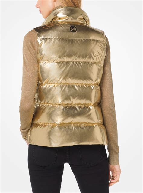 michael kors metallic quilted nylon vest|Michael Kors vest women's.